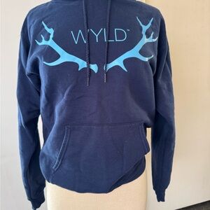 Navy Blue Woman’s Sweatshirt with Light Blue “Wyld” logo SMALL